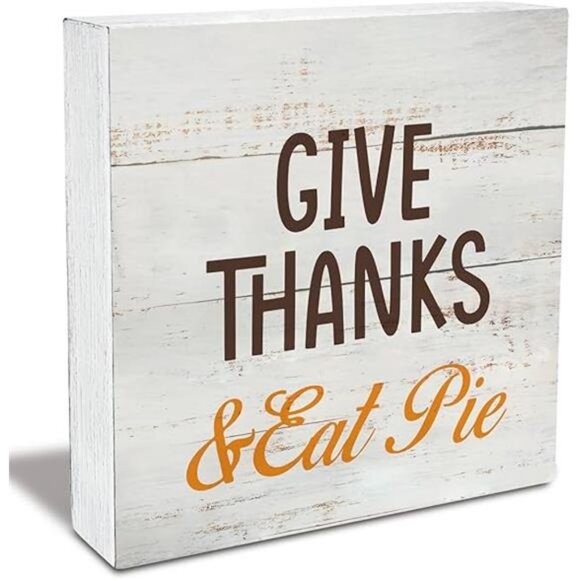 Rustic Give Thanks & Eat Pie Wood Box Sign Fall Autumn Wooden Box Sign - Picture 6 of 6